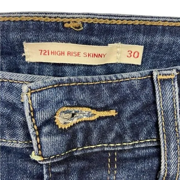 Levi’s 721 Distressed High Rise Skinny Jeans. Size 30 - Picture 5 of 10
